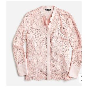 J.Crew Womens $148 Button Up Lace Top Mauve Blush Size 8 BN028